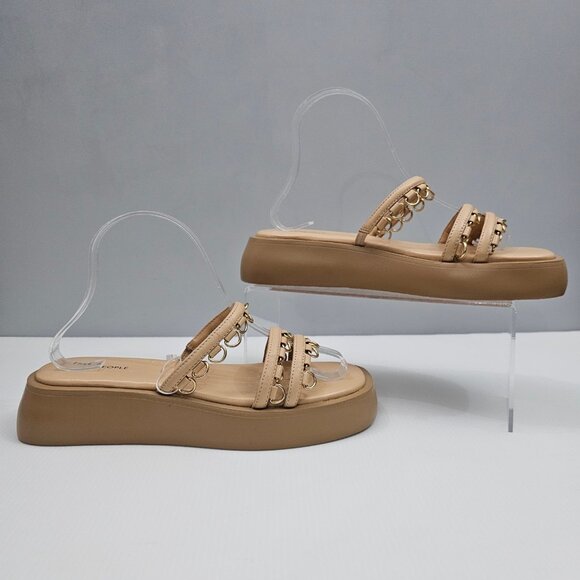 NEW Free People Midas Touch Sandal Womens 8.5 Tan Leather Flatform Slide Boho - Picture 3 of 12